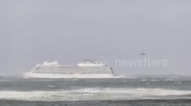 Helicopters hover over Viking Sky cruise ship to rescue the 1300 passengers on board