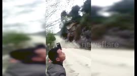 Onlookers flee as mountainside completely collapses in China’s Guizhou