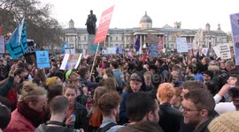 Pro and Anti Brexit Crowds Partying On Trafalgar Square