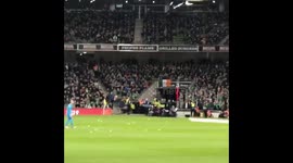 Ireland manager Mick McCarthy gives scathing look as fans throw tennis balls onto pitch in protest