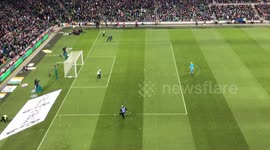 Ireland game delayed as fans throw tennis balls onto pitch in protest against FAI's John Delaney