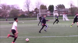 Parents of U10 football team have charity match with some hilarious fails