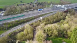 Drone footage of M25 closed following serious crash