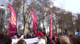 Peoples Vote rally on 23 March 2019 - a huge banner Britain Has Changed Its Mind - Stop Brexit in Parliament Square