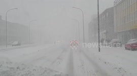 Heavy snow on roads in Iceland