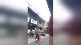 The future is here? Filipino waiter delivers food on hover-unicycle