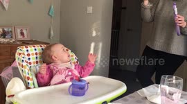 Bubbles make cute toddler crazy