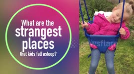 Curled up in dog baskets, face-down in their dinner and inside cupboards – the weird and wonderful places where kids fall asleep