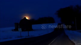 'Super snow moon' filmed rising over rural New York state