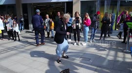 Elderly woman busts out dance moves to 90s Ibiza club anthem in Leeds