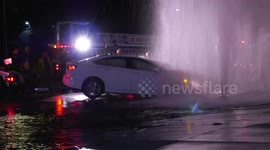 Los Angeles diver crashes into fire hydrant