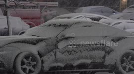 Heavy snow hits Toronto, Canada as winter weather returns for April