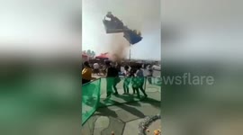 Horrifying video of dust devil blowing away bouncy castle in China's Henan, killing two children
