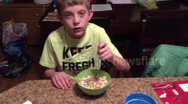 Mom starts April Fool's day with prank cereal for her son's breakfast