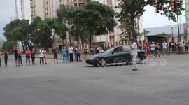 Woman drives in circle during a protest due to lack of water