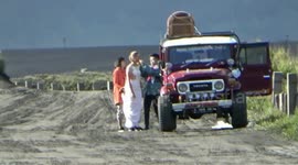 Mount Bromo erupted just as the moment for the pre-marital photo of an Indonesian and Dutch husband and wife