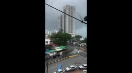 Terrifying moment waterspout destroys homes in Malaysia