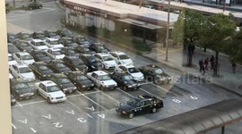 Japanese taxis lineup in an orderly fashion, ready to pick up passengers