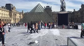 Damaged Art installation J Rau Artist Secrets of the Louvre Pyramid Paris