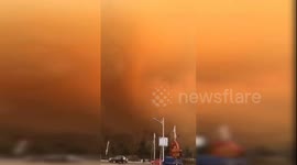 Dramatic fire breaks out on mountainside in China's Hebei