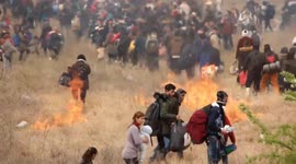 Child refugees in northern Greece knocked to the ground in clashes with police