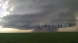 Supercool supercell cloud formation just south of Wellington Texas