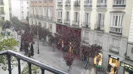 April hail storm in Madrid, Spain