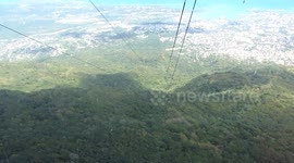 The cable car descent Christ the redeemer Dominican republic