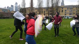 Londoners do battle at International Pillow Fight Day 2019