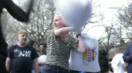 New Yorkers do battle on International Pillow Fight Day 2019