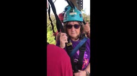 Scared zip liner moments before having to be rescued