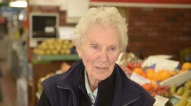 Britain's oldest market stall holder who has sold fruit and veg from from her stand for nearly SEVENTY years is still going strong - at the age of 90