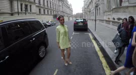 Melody Thornton Has A Humorous Exchange With Paparazzi As She Arrives At The Football for Peace Dinner In London