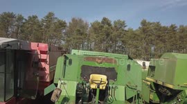 A 'graveyard' for combine harvesters has been captured from above