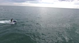 Standup jetski drone footage (dynamic drone shot)