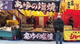 Food Stall Selling Fish On Sticks