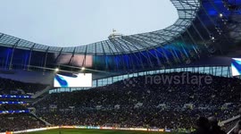 Tottenhams new stadium on a European night. South stand
