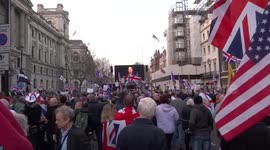 Brexit rally crowds in Whitehall with Elizabeth Jones speaking on 29 March 2019