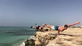 Almost synchronously acrobats!