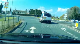 Dashcam catches near miss on Roundabout in Enniskillen, Northern Ireland