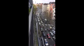 Taxi drivers in Berlin protest against Uber threat to business