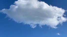 perfect white cloud blue sky time laps