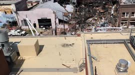 Remnants of collapsed Durham building following explosion