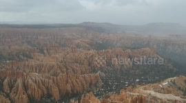 Feeling the full force of a bomb cyclone from the summit of Bryce Canyon National Park