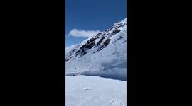 Overconfident skiier gets instant karma going off-piste at Alpine ski slope