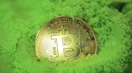 bitcoin covered in green