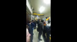 Antifa protest on tube platform charing cross