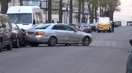 Car incident scene next to the Embassy of Ukraine in London on 13 April 2019