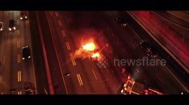 Car caught on fire on 85 75 North in Atlanta (AMAZING DRONE FOOTAGE)