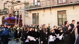 Holy Week processions of Madrid Spain 2019. Santísimo Christ of the Faith and of the Forgiveness (The Students)